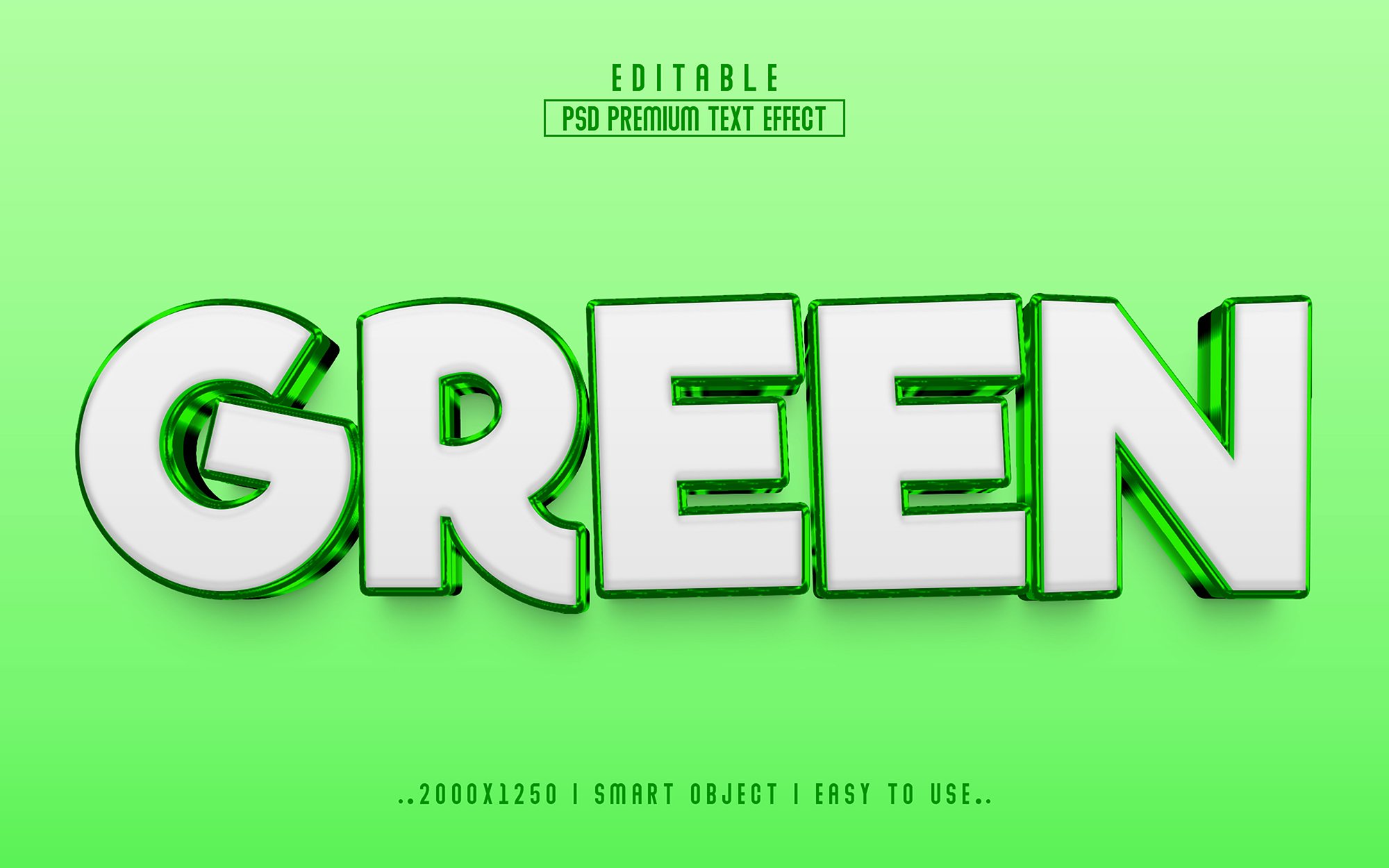 Green 3D Editable Text Effect stylecover image.