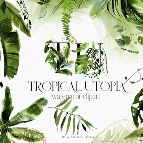 Tropical Greenery Watercolor Clipart cover image.
