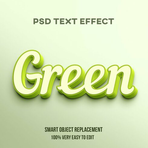 Green 3D Text Effect Psdcover image.