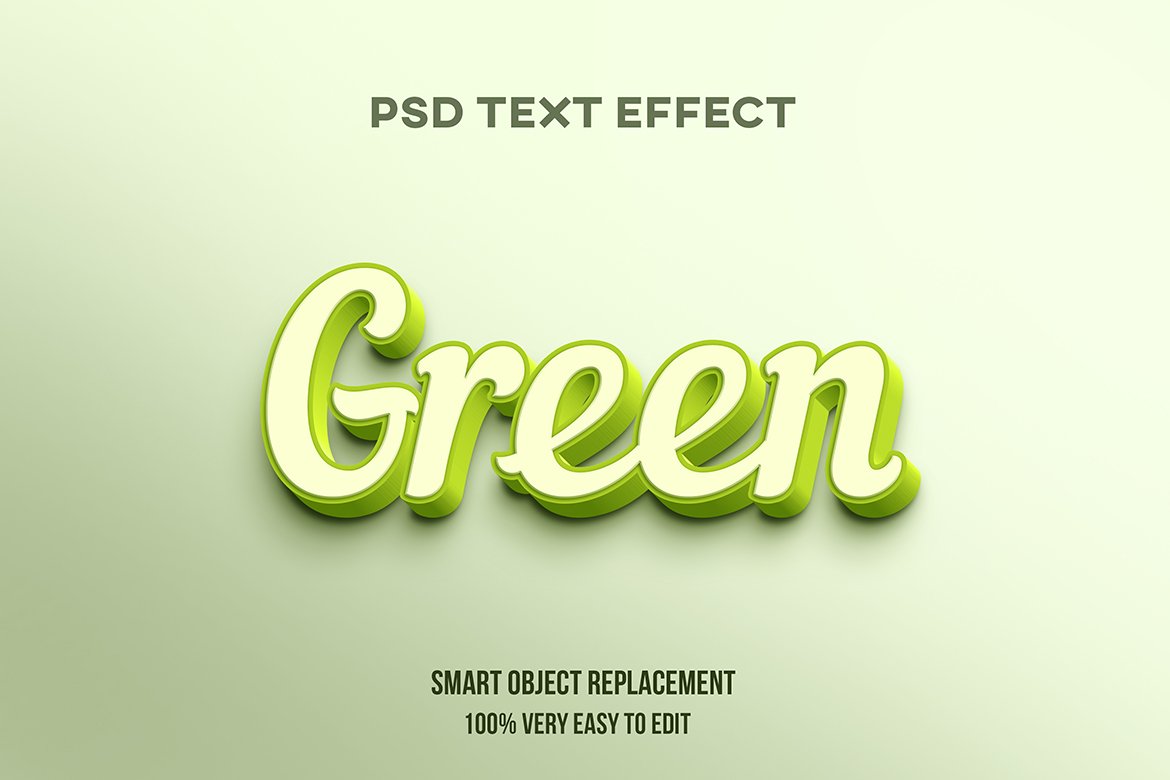 Green 3D Text Effect Psdcover image.