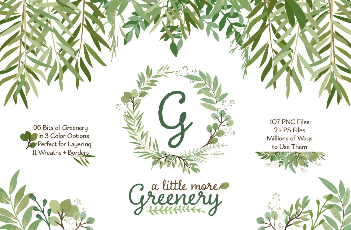 Leafy Green Botanical Clip Art cover image.
