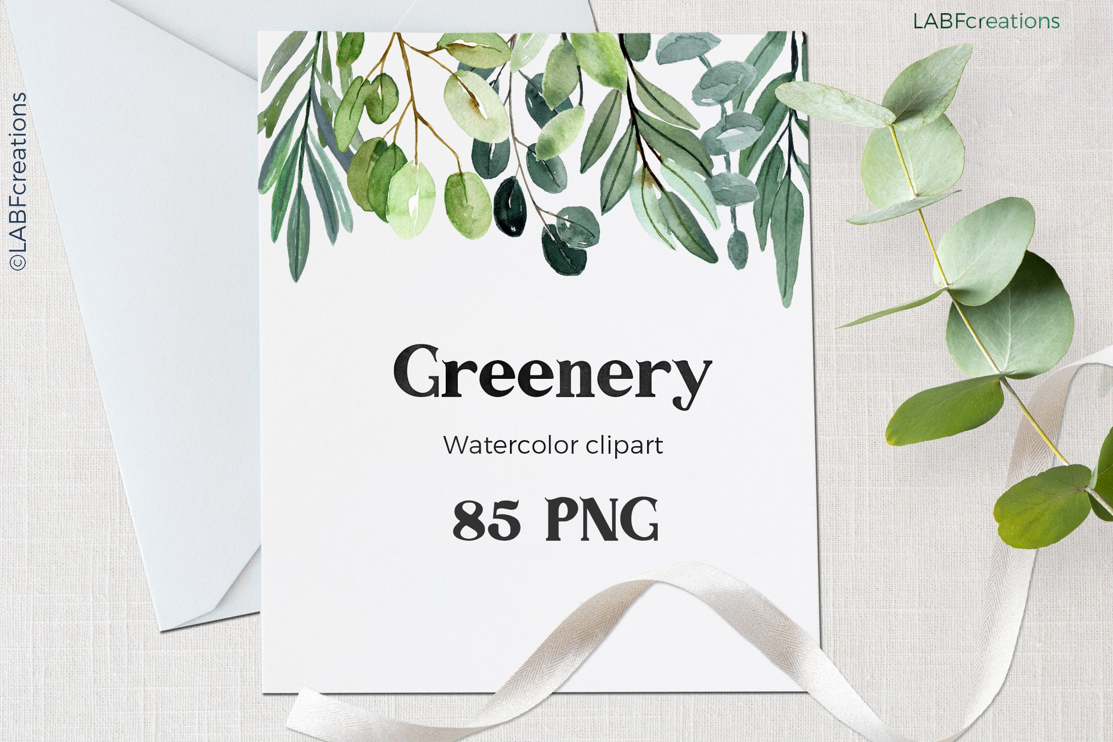 Greeting card with greenery on it.