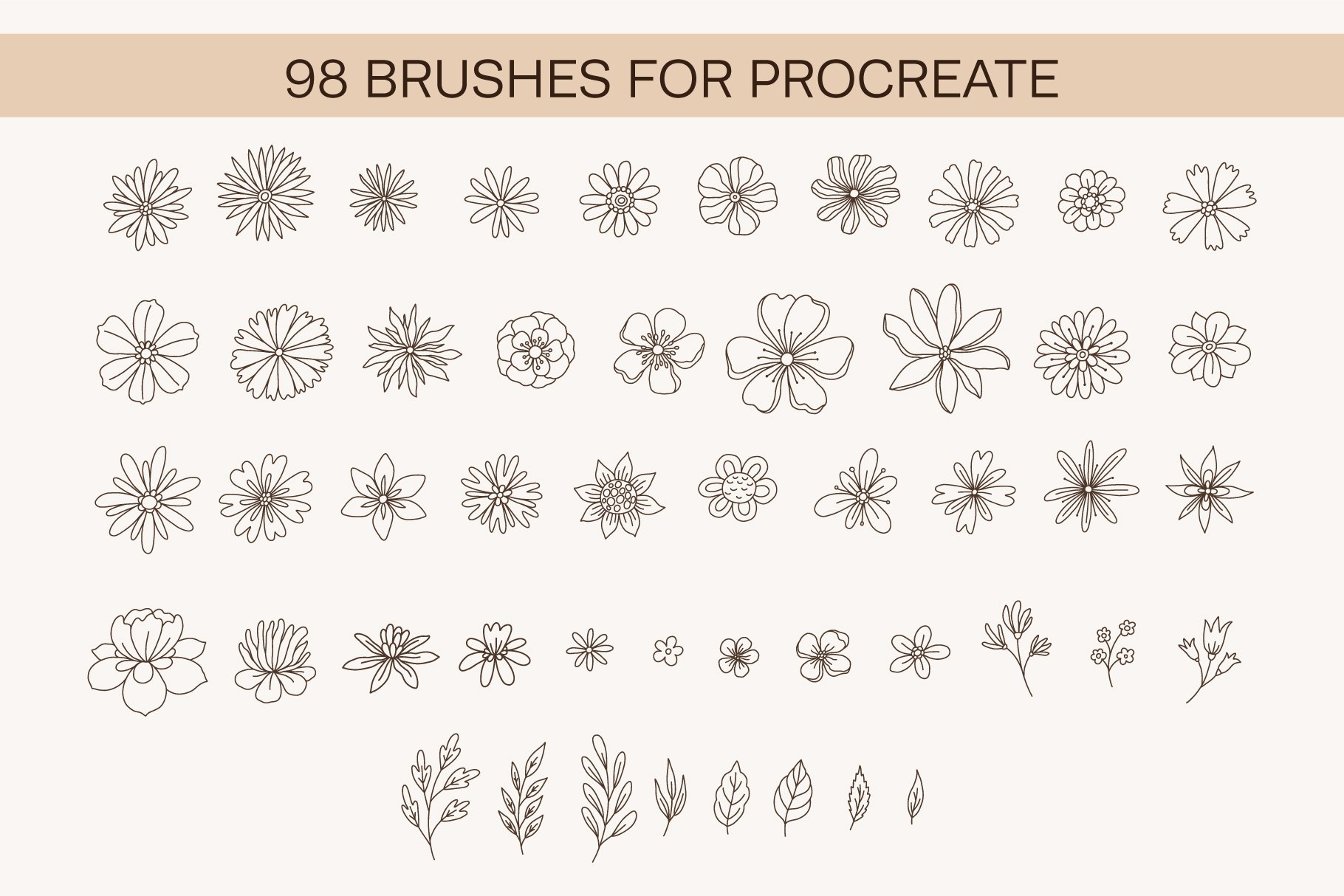 groovy retro flowers stamp brushes 3 14