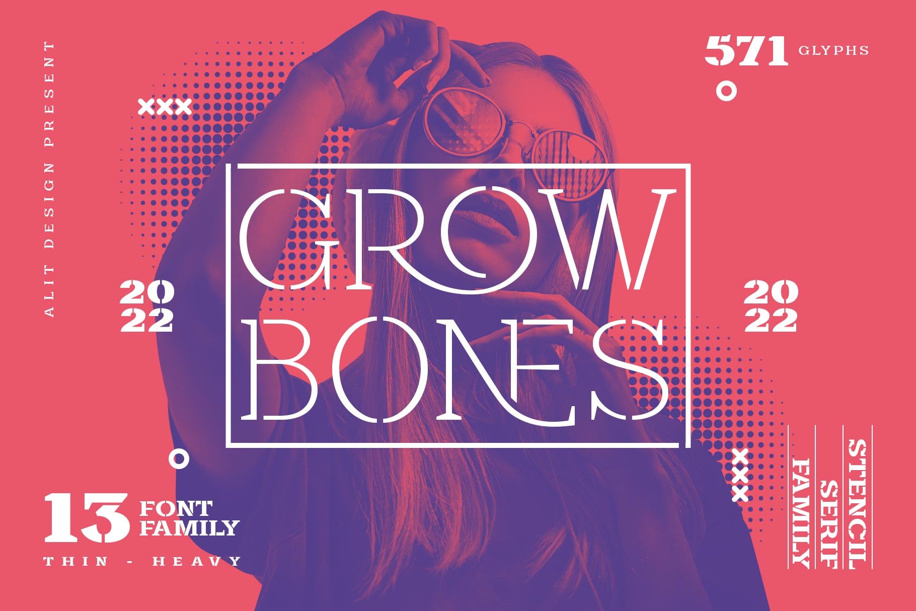 Grow Bones Family Stencil Font cover image.