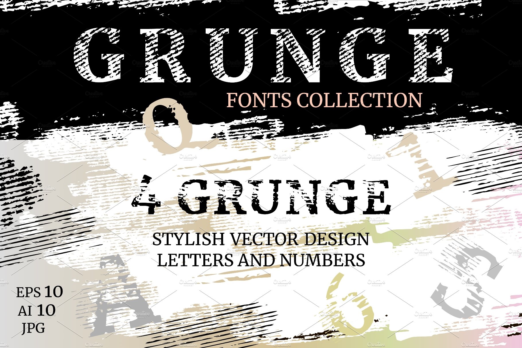 Grunge fonts collection. cover image.