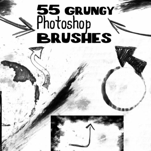 55 Grunge Photoshop Brushes Bundlecover image.