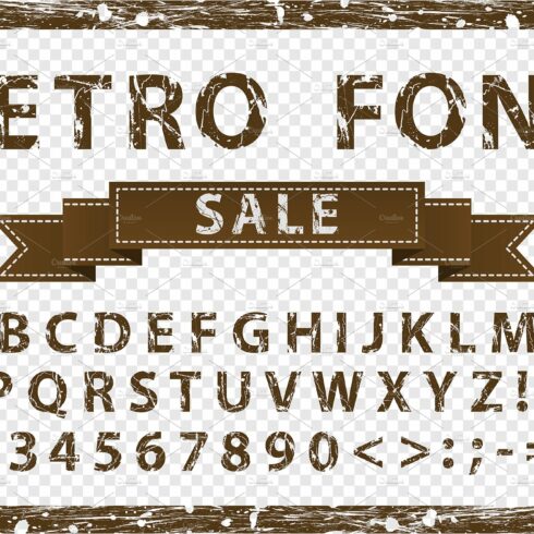 Grunge vintage ink vector font cover image.