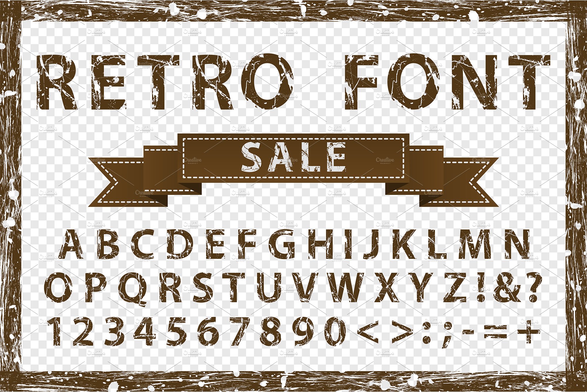 Grunge vintage ink vector font cover image.