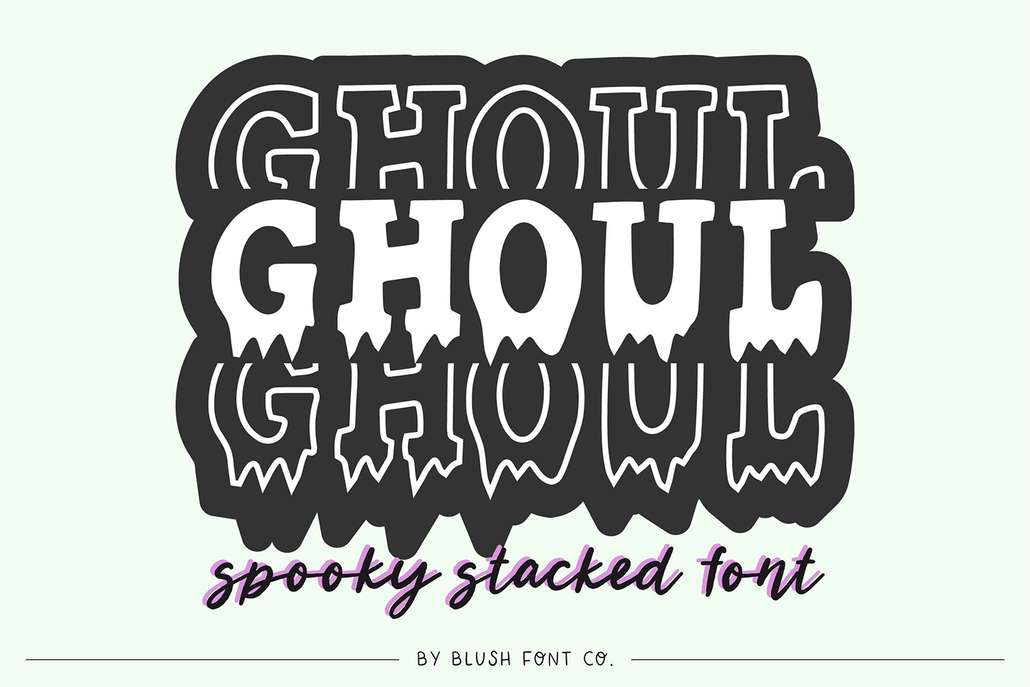 GHOUL STACKED Halloween Font cover image.