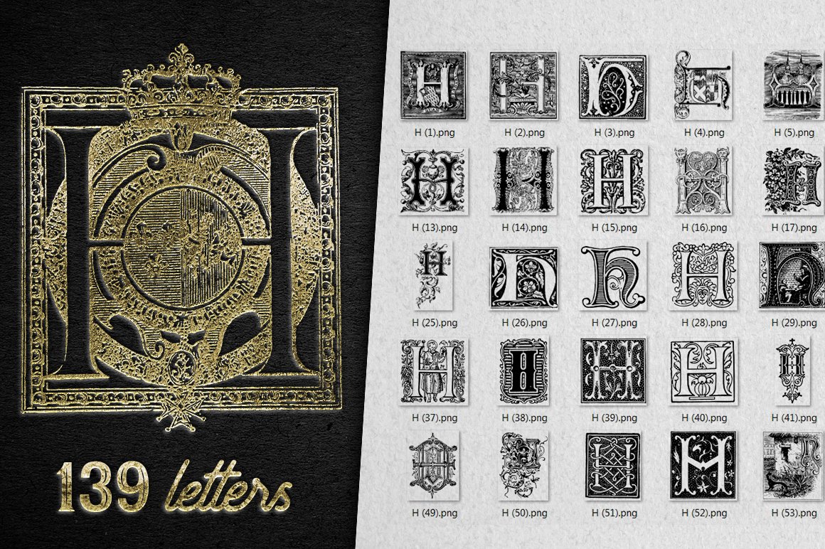 Vintage Letter H Vector And PNG cover image.