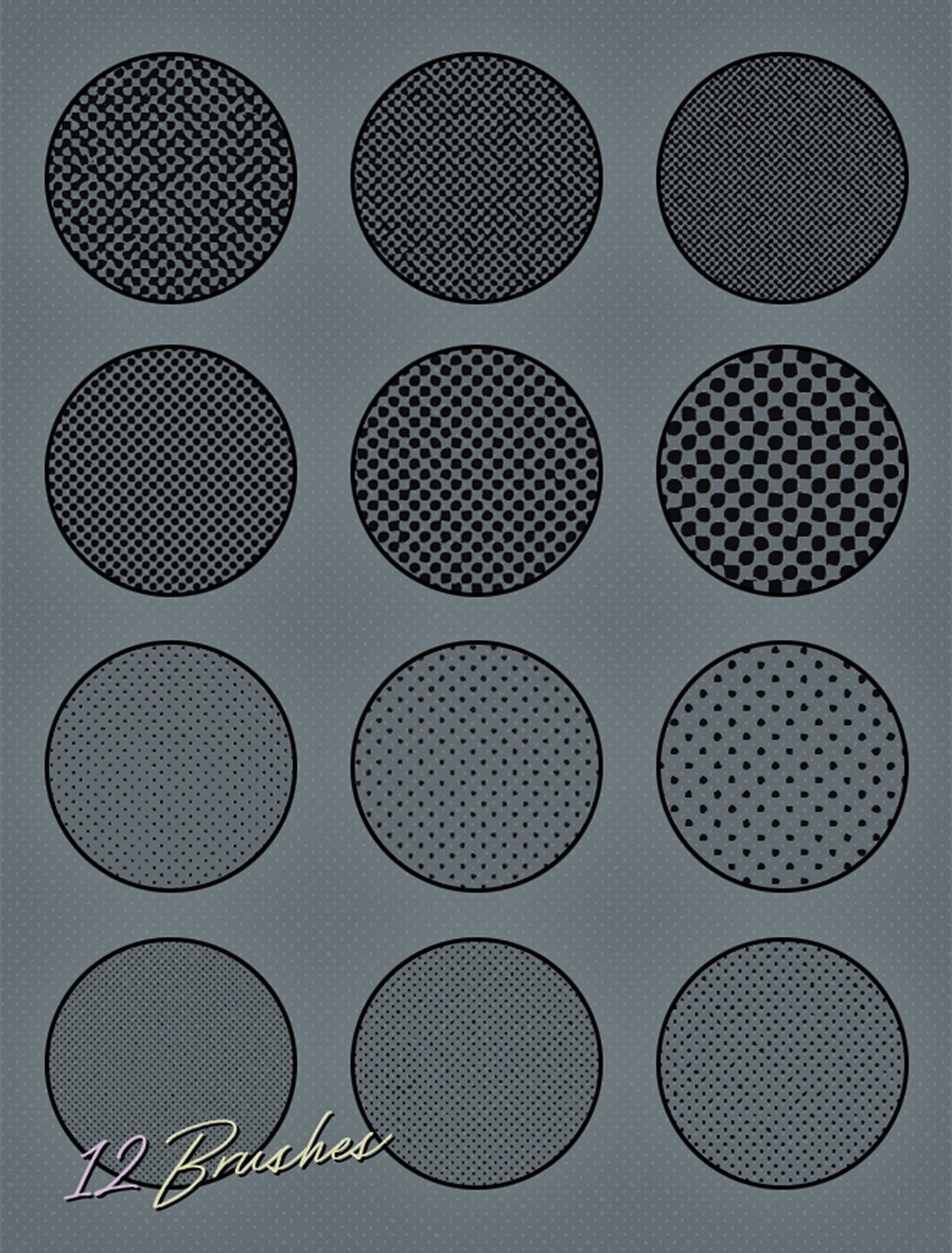 12 Halftone Texture Brushespreview image.