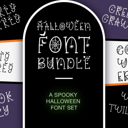 6 Spooky Halloween Fonts Bundle Set cover image.