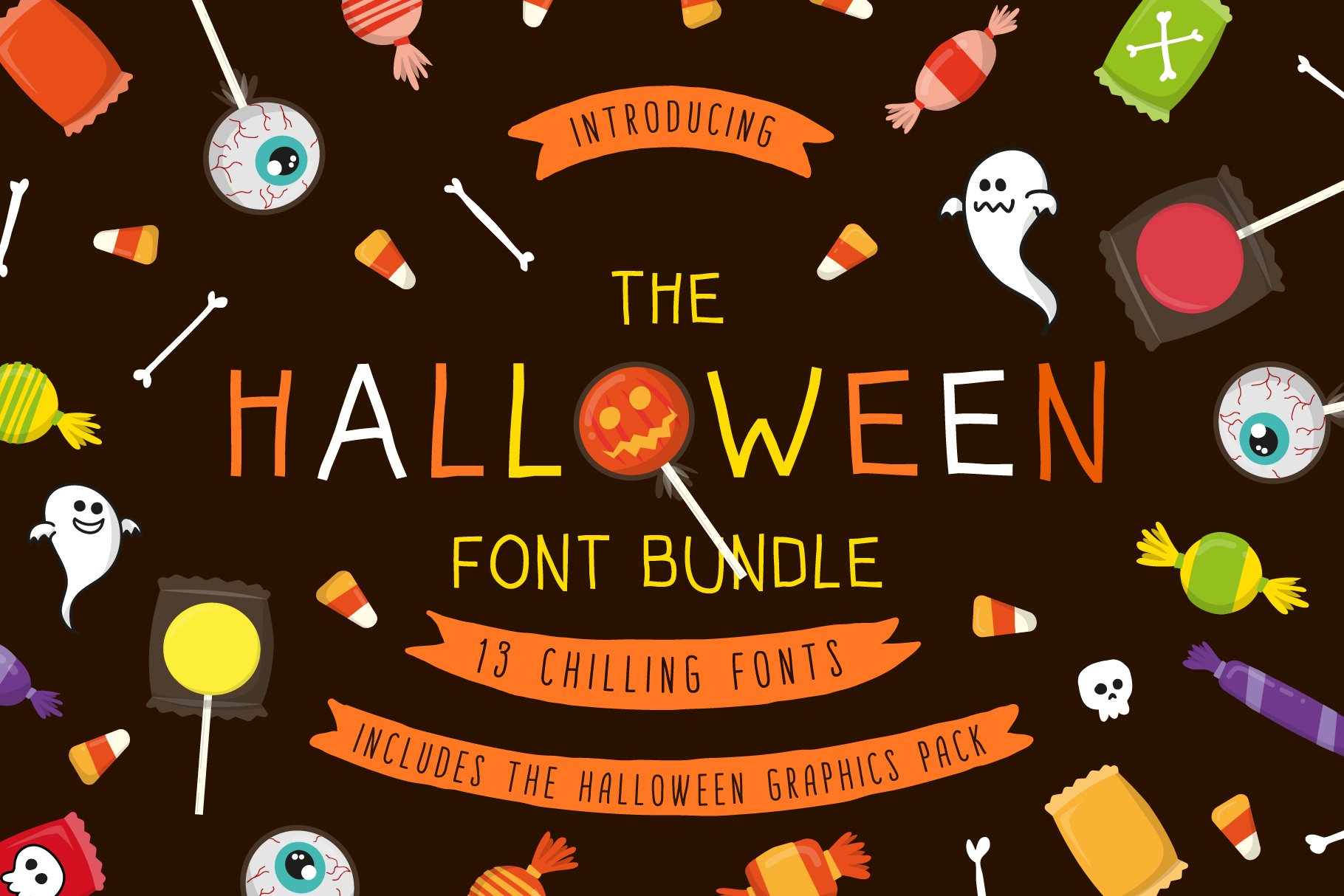 Halloween Font Bundle+FREE Graphics cover image.