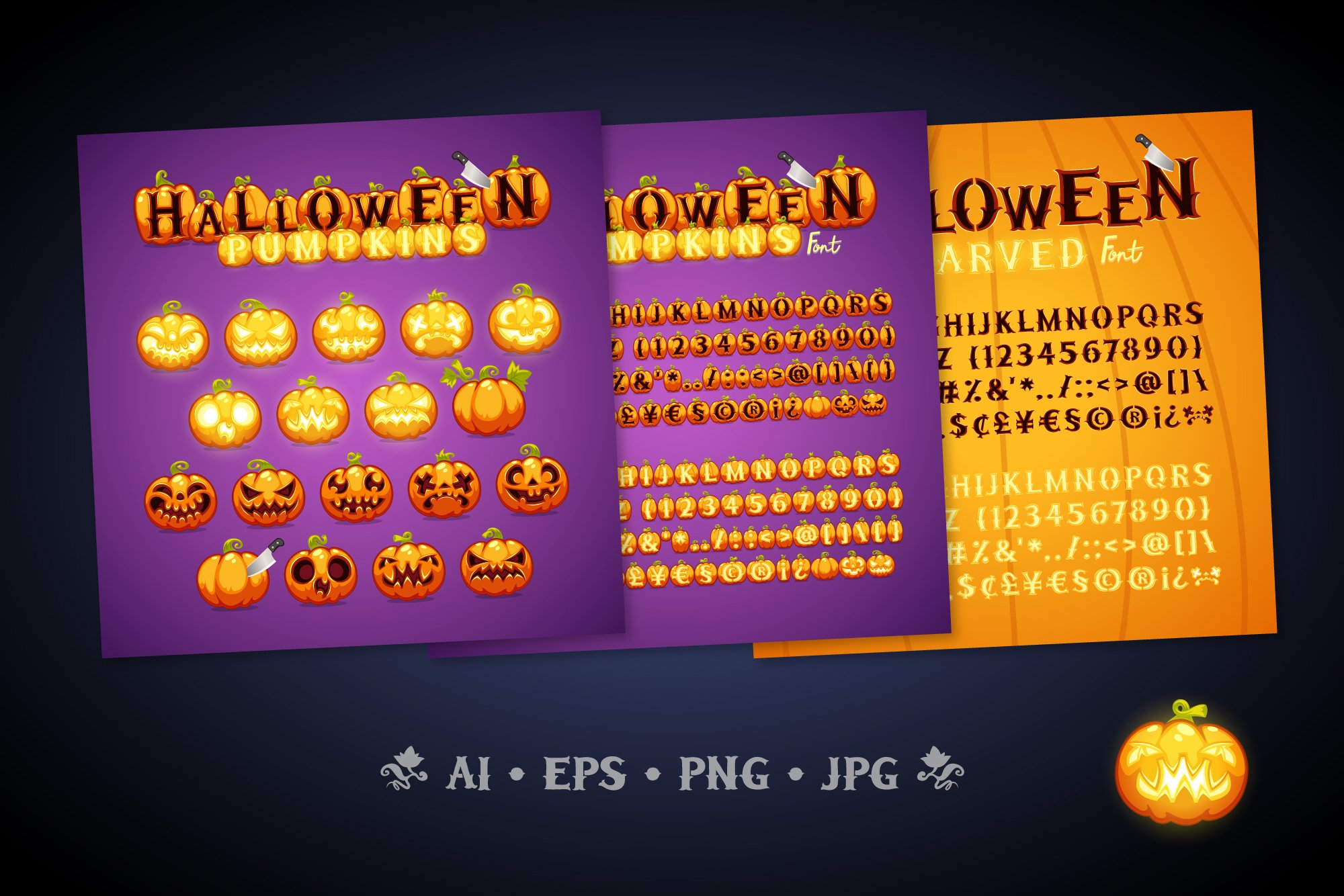 halloween pumpkins font10 512