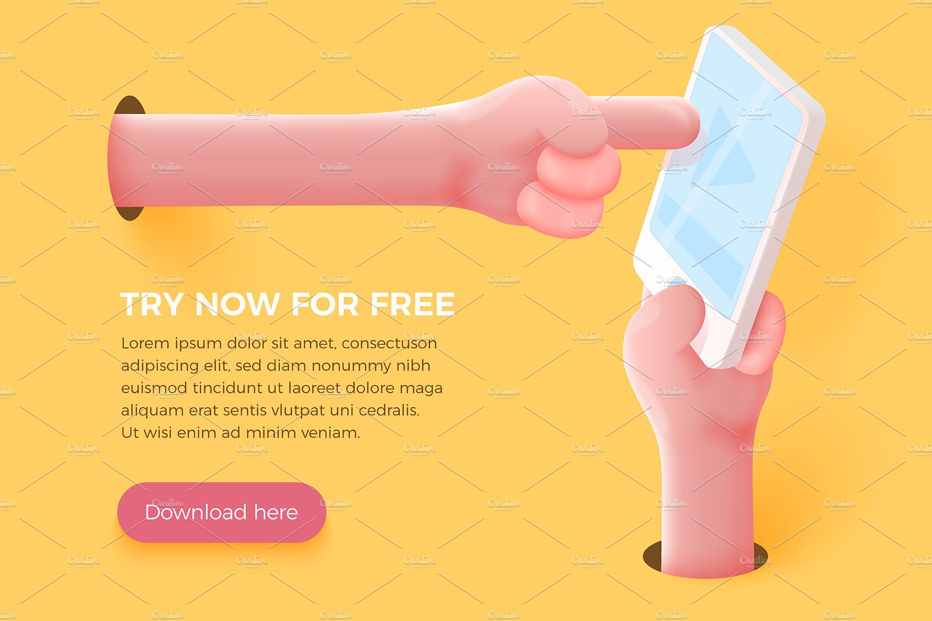 A hand holding a tablet with the text try now for free.