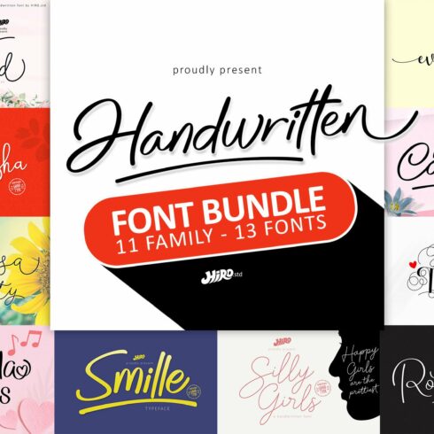 Handwritten Font Bundle cover image.