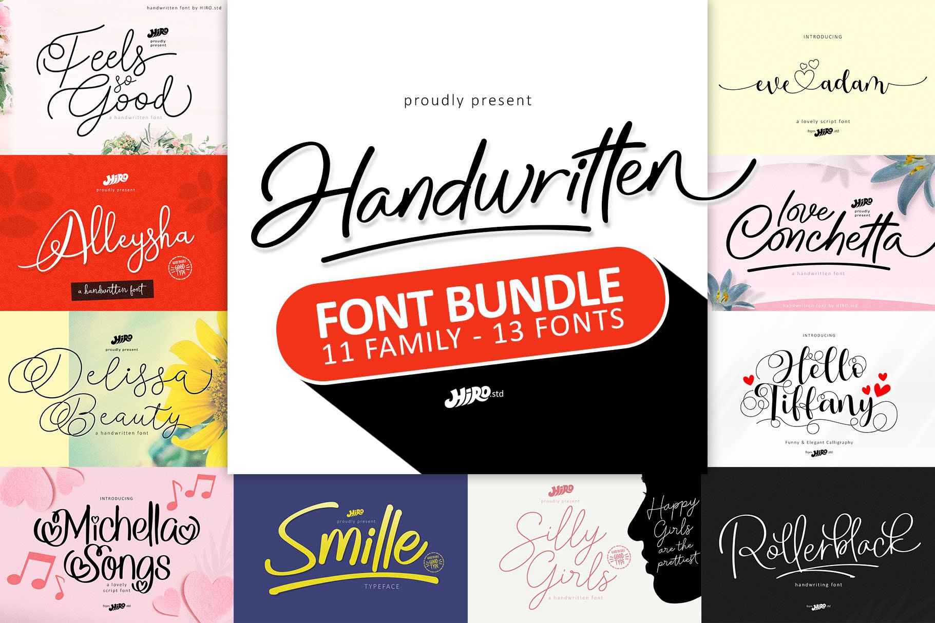 Handwritten Font Bundle cover image.