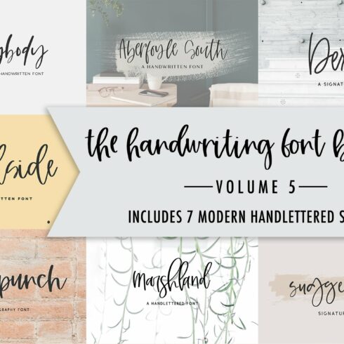The Handwriting Font Bundle Volume 5 cover image.