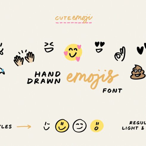 CuteEmoji hand drawn emojis font cover image.