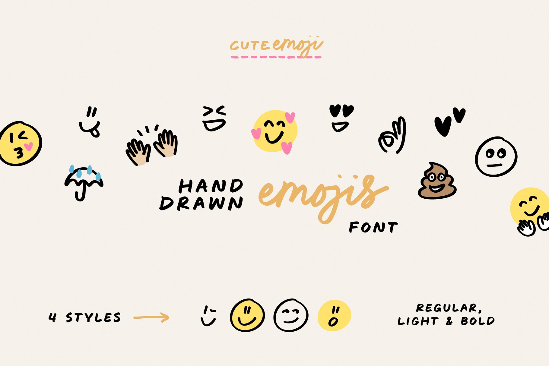 CuteEmoji hand drawn emojis font cover image.