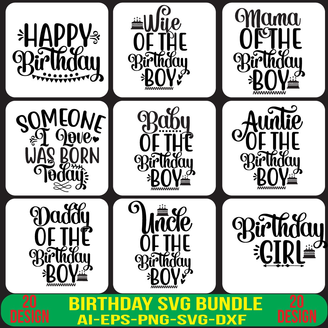 Birthday Svg Bundle preview image.