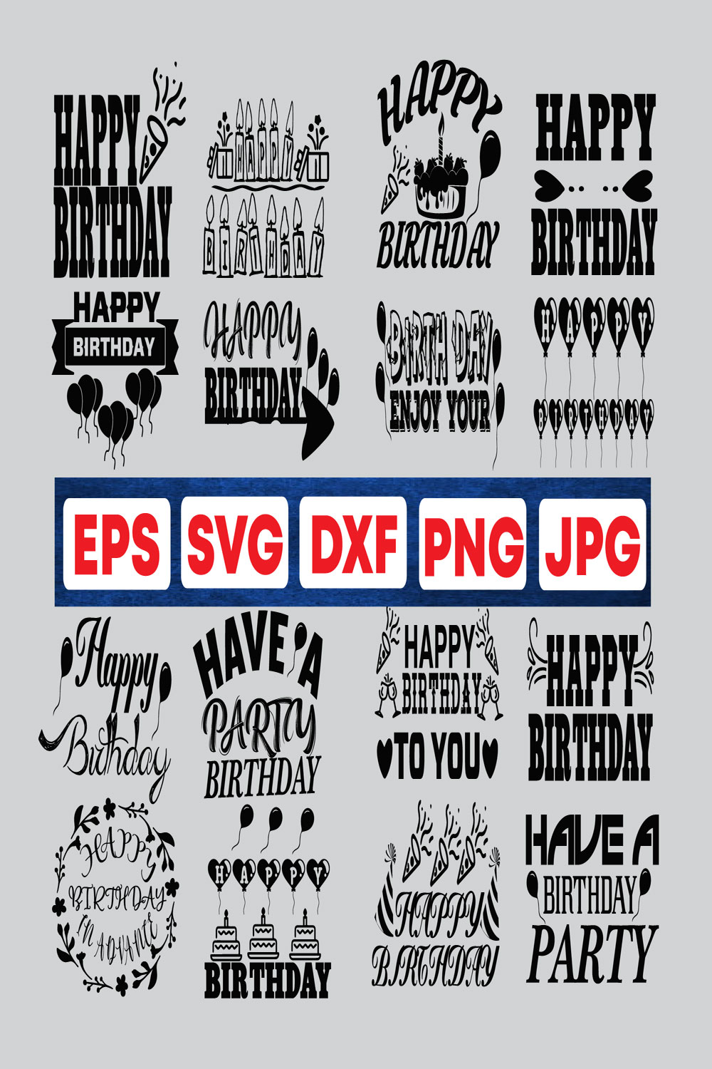 Happy-Birthday-SVG-design pinterest preview image.