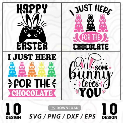 10 Happy Easter Day Svg T-Shirt Design Bundle, Easter Quotes Svg, Happy Easter\'s Day Svg, Easter Bunny Svg, cover image.