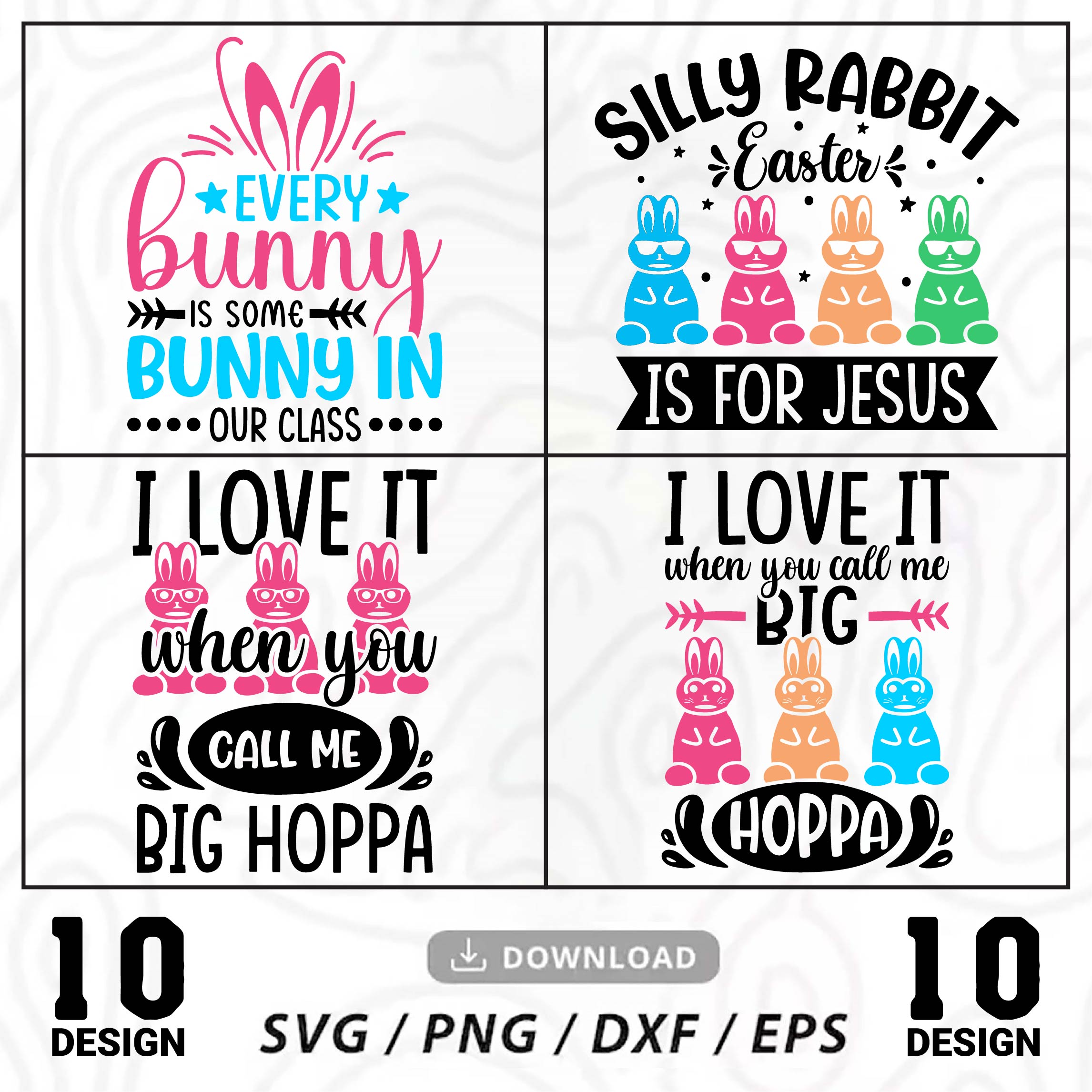 10 Happy Easter Day Svg T-Shirt Design Bundle, Easter Quotes Svg, Happy Easter Day Svg, Easter Bunny Svg cover image.