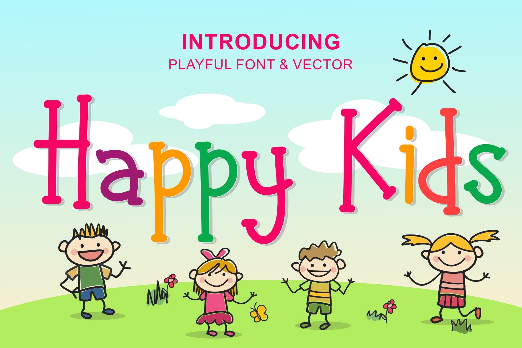 Happy Kids - Playful Font preview image.