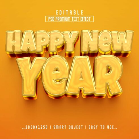 Happy new year 3D Text effectcover image.