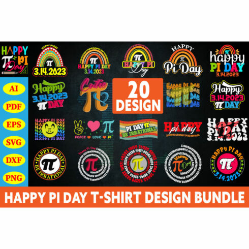 Happy Pi Day T-shirt Design Bundle Vul 2 cover image.