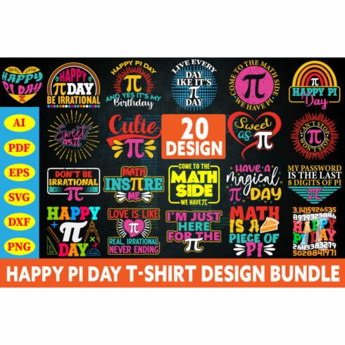 Happy Pi Day T-shirt Design Bundle Vul 1 cover image.