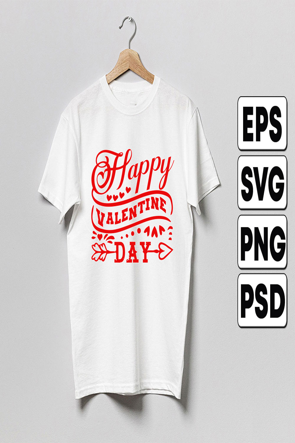 Happy Valentine day pinterest preview image.