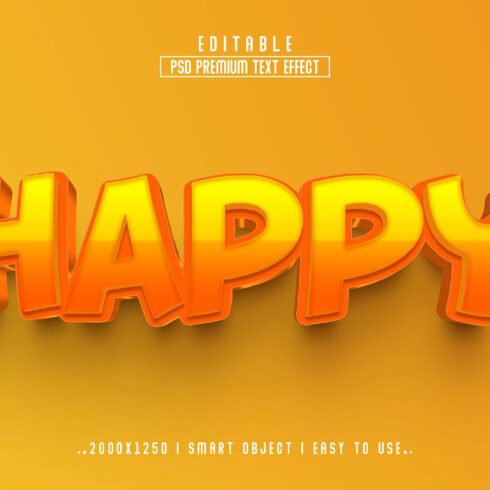 Happy 3D Editable Text Effect stylecover image.