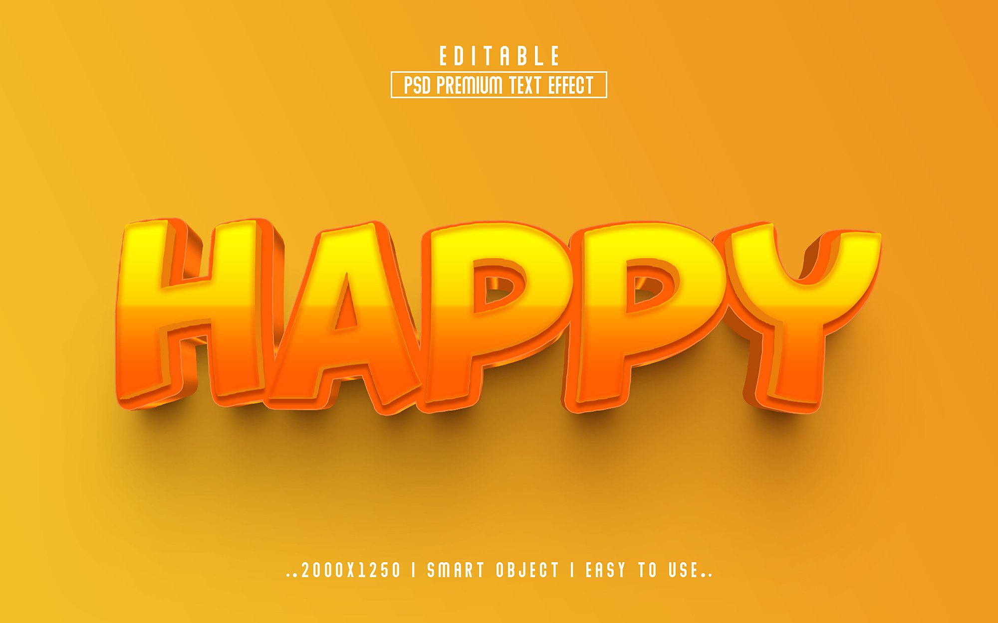 Happy 3D Editable Text Effect stylecover image.