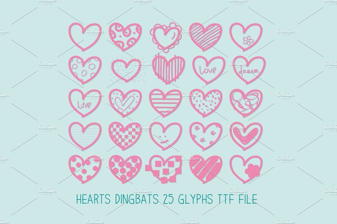 Hearts Dingbats cover image.