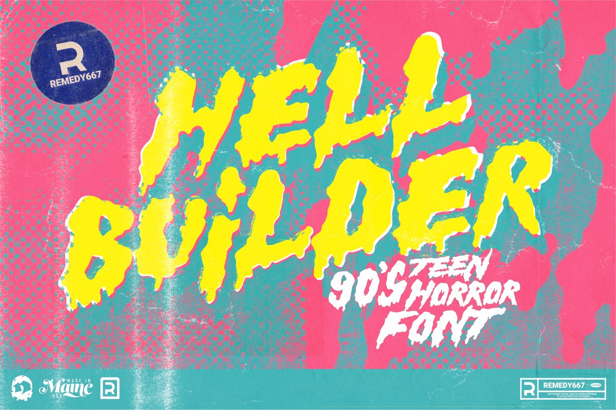 Hell Builder - 90's Teen Horror Font cover image.