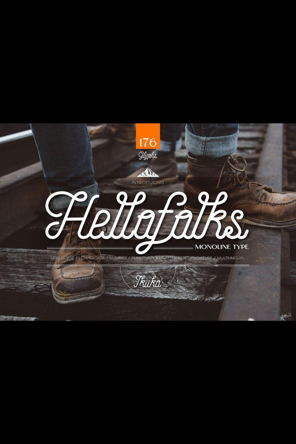 Hellofolks - Monoline Typeface pinterest preview image.