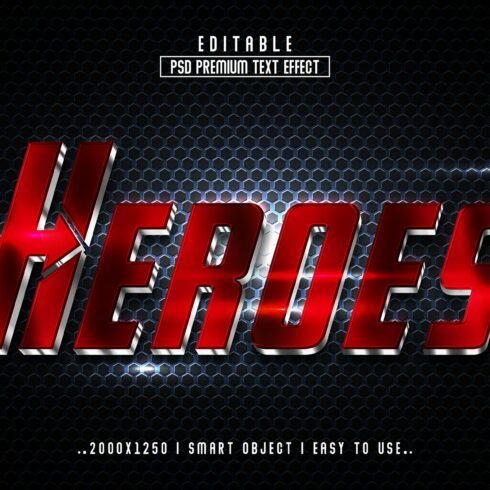 Heroes 3D Editable Text Effect stylecover image.