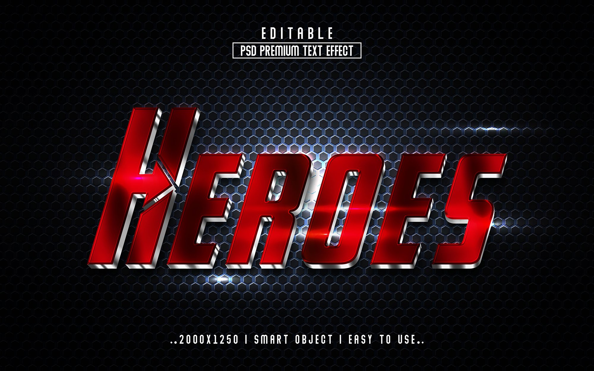 Heroes 3D Editable Text Effect stylecover image.