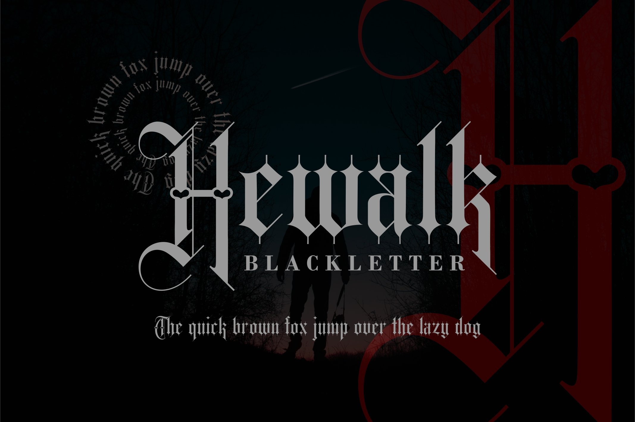 Hewalk - Blackletter Typeface Font preview image.