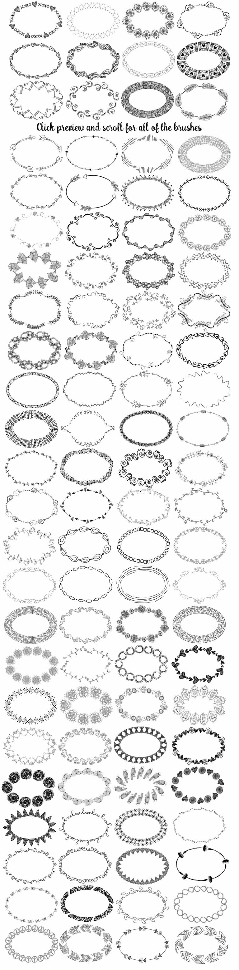 96 Doodle Oval Brushes MasterBundles