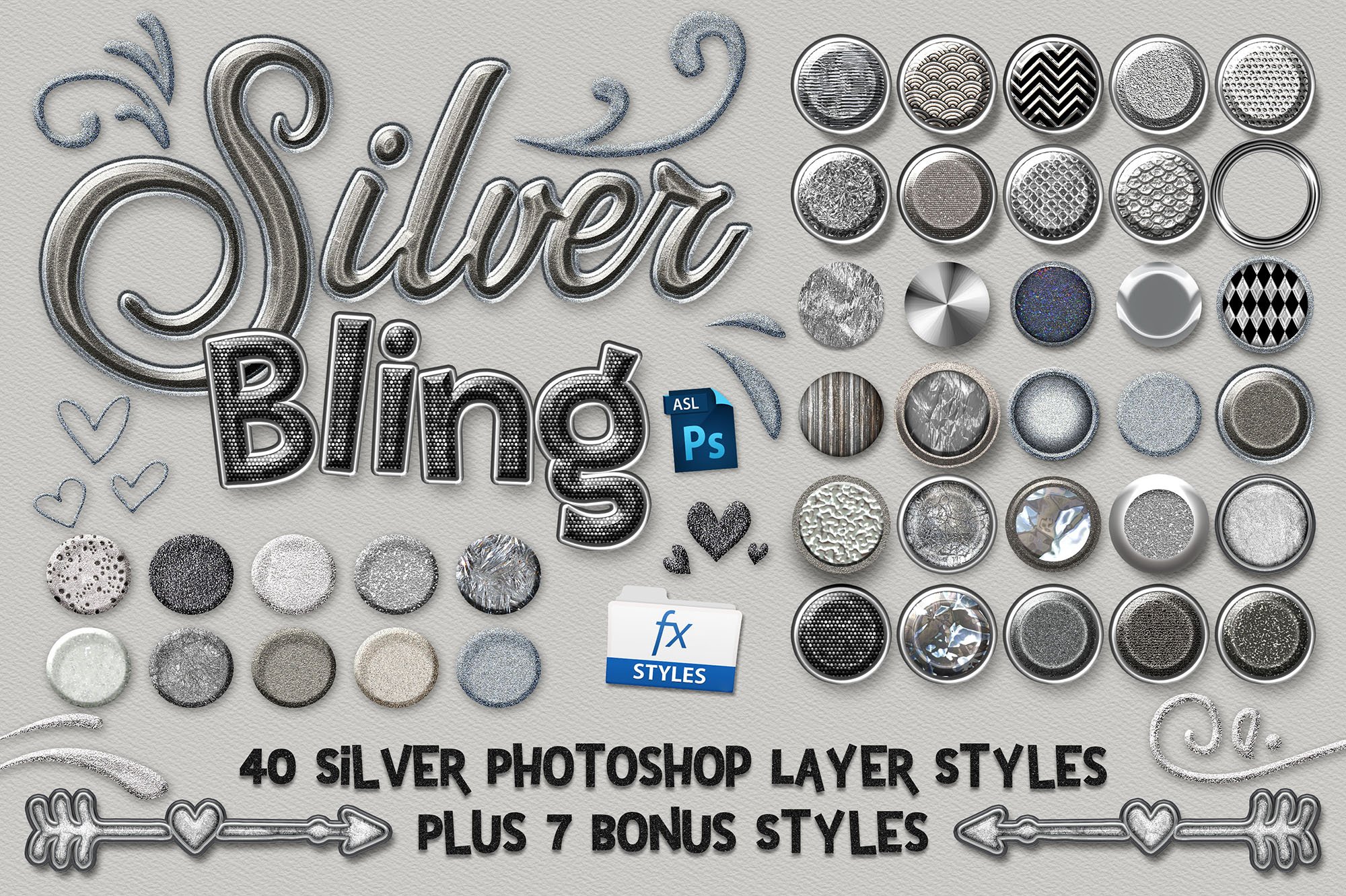 Silver Bling Photoshop Layer Stylescover image.