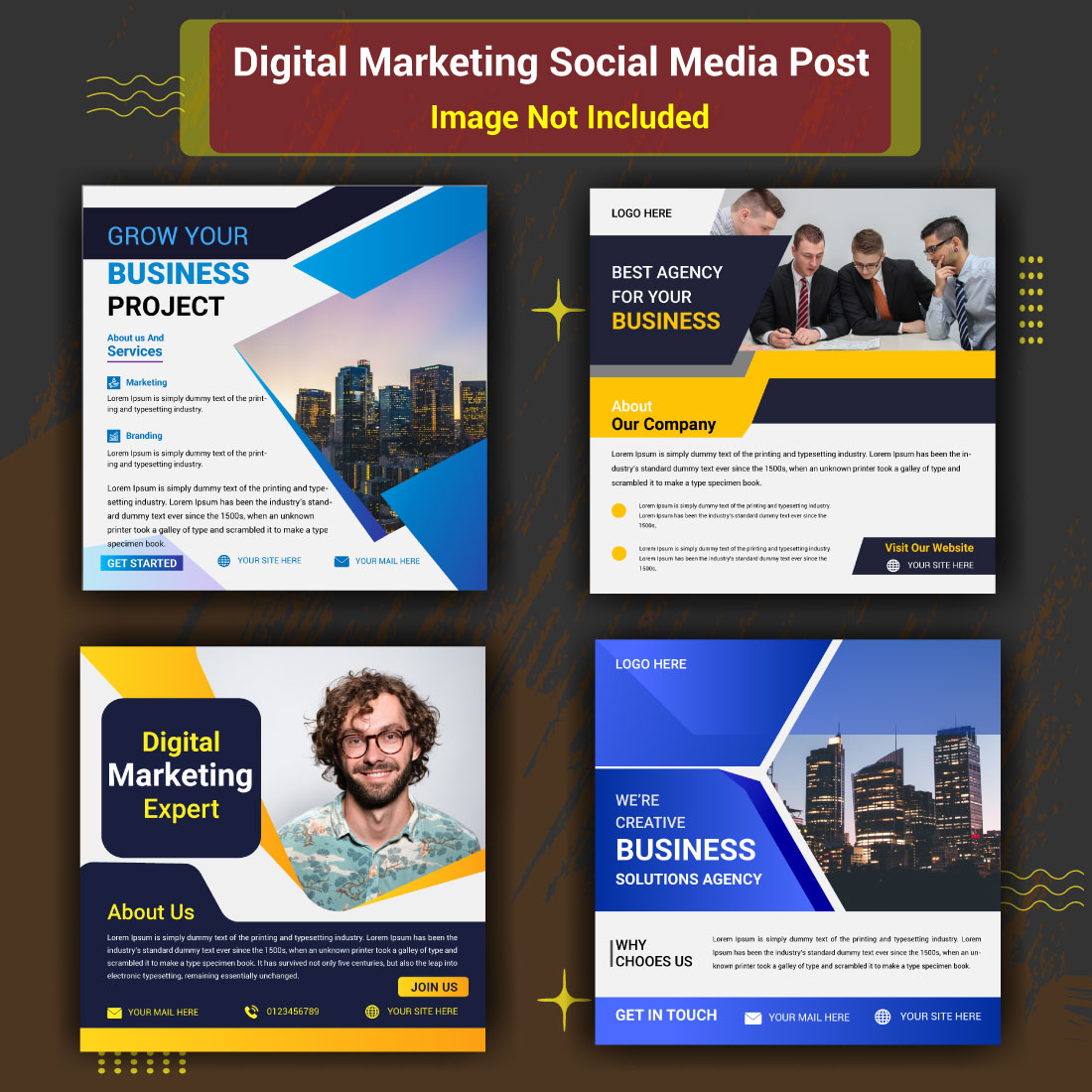 Digital marketing corporate social media post template and design cover image.