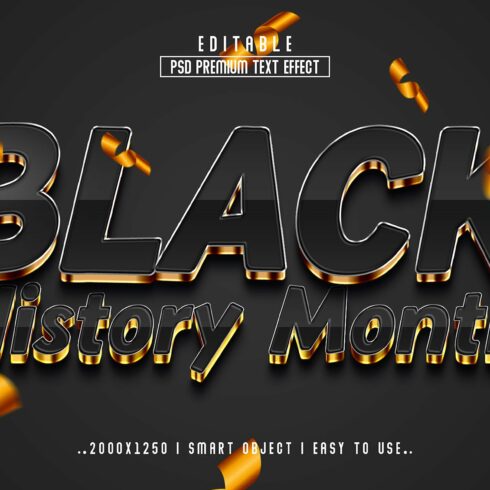 Black History Month 3D Editable Textcover image.