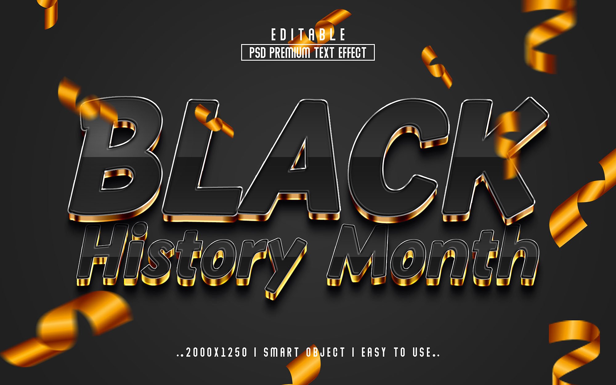 Black History Month 3D Editable Textcover image.