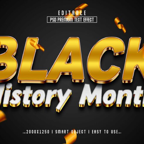 Black History Month 3D Editable Textcover image.