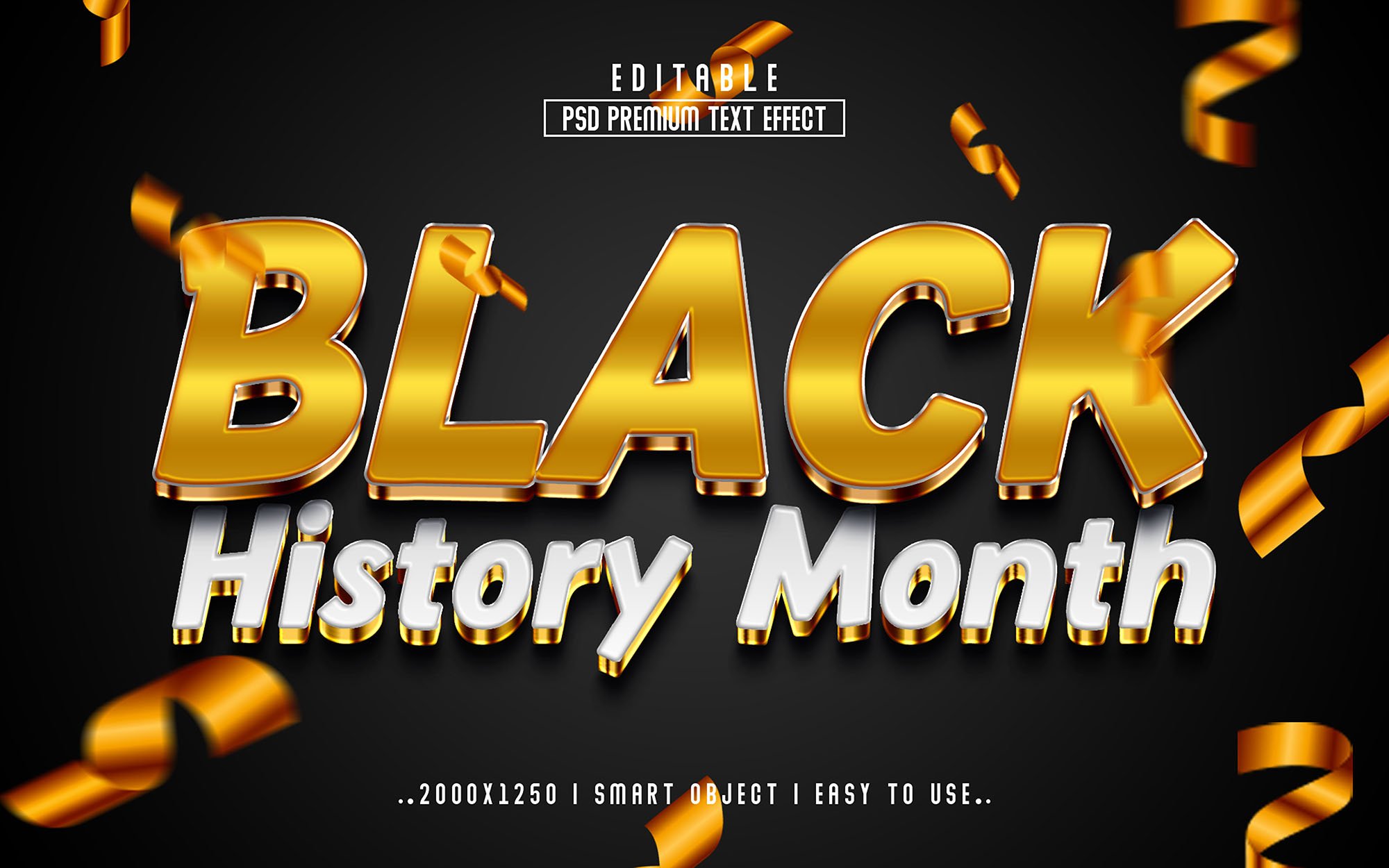 Black History Month 3D Editable Textcover image.