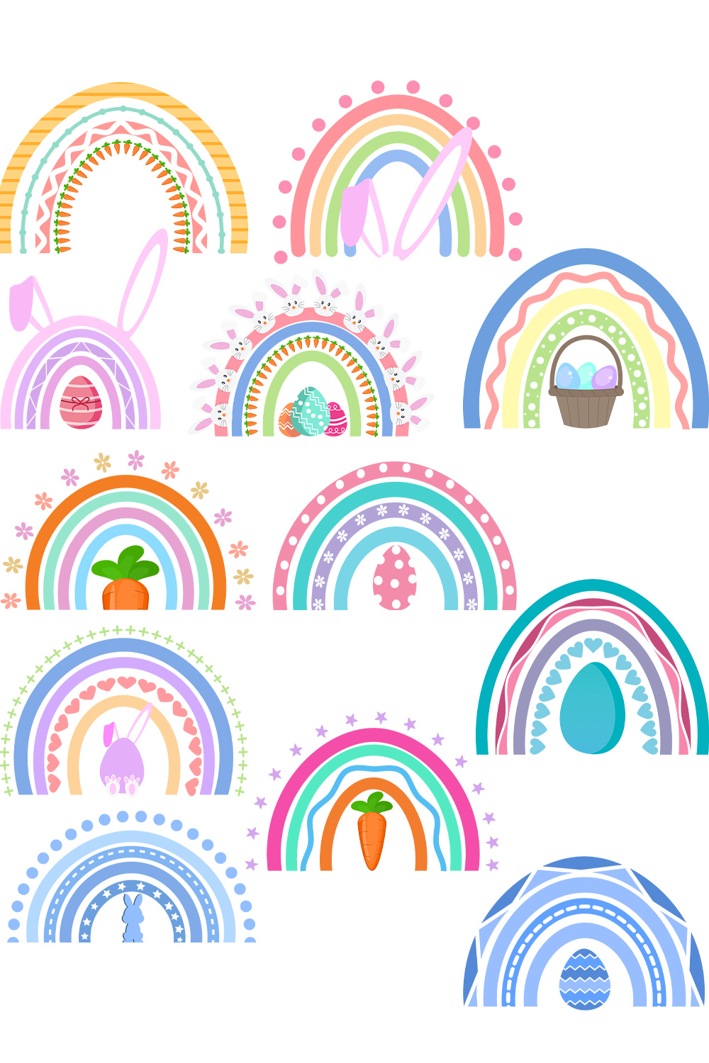 Rainbow Easter Clipart Bundle pinterest preview image.