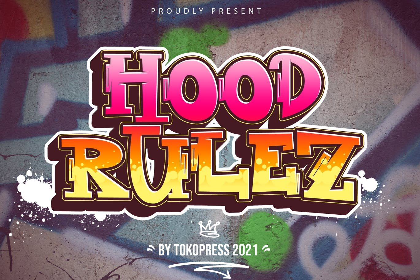 Hood Rulez - Graffiti font cover image.